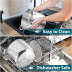 E-far 10 Quart Stock Pot, Large Tri-Ply Stainless Steel Soup Pot with Glass Lid and Riveted Handles, Tall Induction Cooking Pot for Canning/Simmering/Stewing, Heavy Duty & Dishwasher Safe