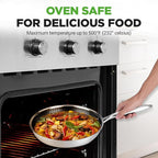 NutriChef 12" Stainless Steel Frying Pan with Lid- Triply Hybrid Large Skillet, Scratch-resistant Raised-up Honeycomb Fire Textured Pattern, Oven & DIshwasher Safe, NC3PL12