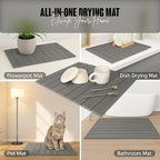 Large Stone Dish Drying Mat for Kitchen Counter, Instant Drying Pad, Super Absorbent Foldable Dish Drying Mat, 24"×16", Dark Gray