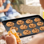E-far Nonstick Baking Sheet with Rack Set, 12.5 x 9.5 x 1 Inch Cookie Sheet Baking Pan with Cooling Rack for Oven, Commercial Grade & Non-Toxic, Easy to Clean