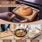 P&P CHEF 15 Inch Silicone Baking Mats, 2 Pcs Reusable Silicone Oven Mat, Non Stick Baking Supplies for Macaroon Pastry Bread Dough Cookie, Fits Well with Sheet Pan, Healthy & Easy Clean