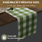 Native Fab Table Runner Buffalo Check Plaid 100% Cotton - 13x108 Inches Kitchen Dining Table Decoration for Indoor Outdoor Farmhouse Home Party Decor - Mint Green and White