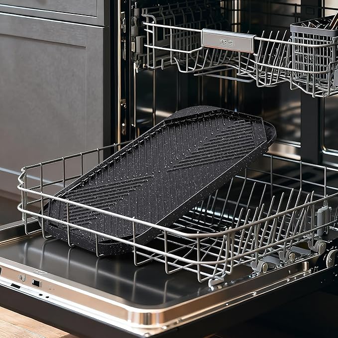 CAANNASWEIS Nonstick Griddle Grill Pan, 19.5" x 11" Reversible Griddle Pan for Stove Top, Grill, or Campfire, Two Burner Cast Aluminum Grill, Rectangular Baking Flat and Ribbed Griddle Plate