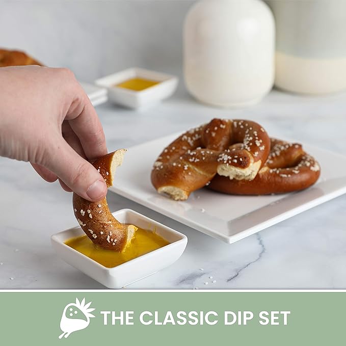 [4 Pack 8" x 8" White Square Melamine Plates, Unbreakable Elegant Dinnerware Set