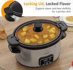 4qt Slow Cooker, Programmable Slow Cooker with Locking Lid, Removable Ceramic Pot, 3 Heating Settings & Time Control, Mini Food Warmer with Dishwasher-safe Lid & Pot, Silver