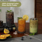 Vintage Hobnail Drinking Glasses Set of 12, 16 oz Large Capacity Embossed Green Tumblers, Highball Glasses for Water, Cocktail, Beer, Whiskey, Kitchen & Bar Use