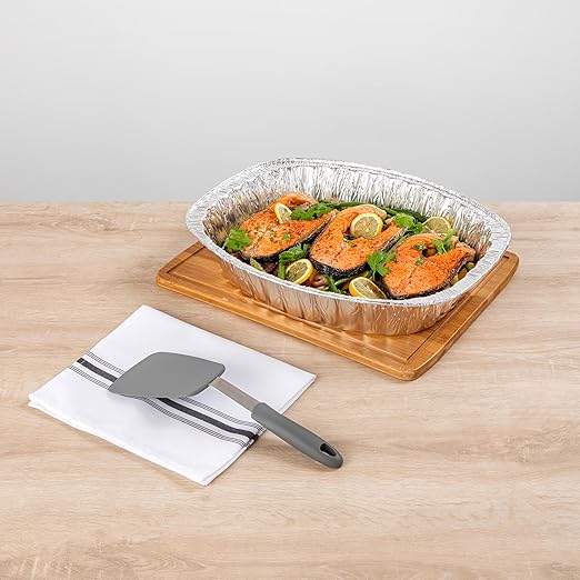 Foil Lux 17.9 x 14.2 x 3.3 Inch Oval Roasting Pans, 50 Oven-Ready Foil Pans - Freezable, Heavy-Duty, Aluminum Foil Disposable Baking Pans, For Cooking Turkey, Chicken, And More - Restaurantware
