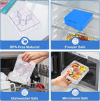 Bento Lunch Box Set With 10oz Soup Thermo, Leak-proof Lunch Containers with 4 Compartment, Kids Hot Thermo Food Jar/Insulation Lunch Bag, Food Containers for School （Blue）