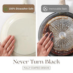 PRICUSIS Nonstick Ceramic Frying Pan, 8/10 Inch Skillet with Stay Cool Handle, Fully Coated, Induction Compatible & Oven Safe, 100% Dishwasher Safe, PTFE PFAS & PFOA Free（10 Inch, Coconut White）