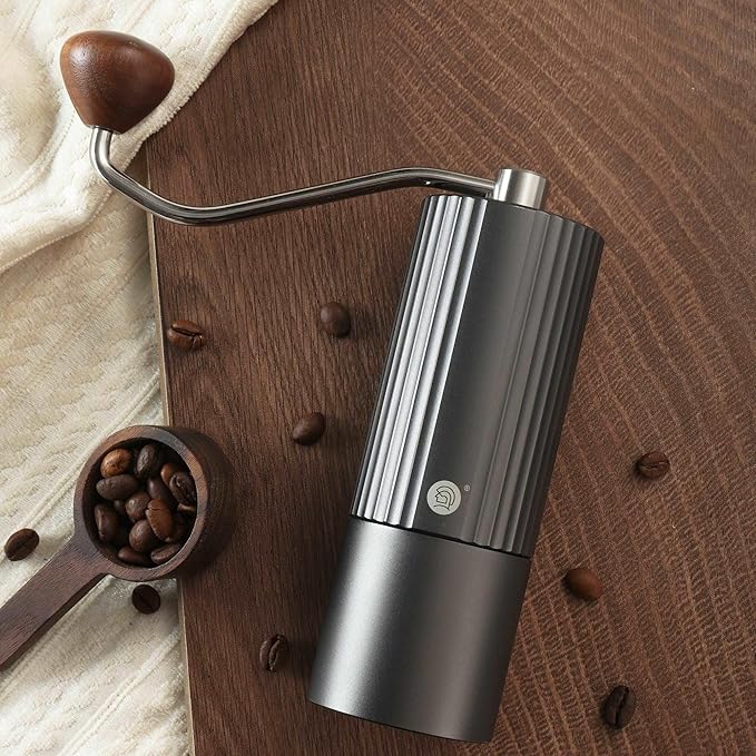 Manual Coffee Bean Grinder, Hand Grinder with 6-Core CNC Stainless Steel Conical Burr,Double Bearing Positioning for Espresso,Pour Over,FrenchPress,Moka,Americano for Office Home Traveling