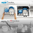 GSlife Small Dish Drying Rack - Dish Racks for RV Small Kitchen Counter, Space-Saving Dish Drainer with Drainboard, Utensil Holder, Dish Holder for Sink, 15" D x 10" L, Black