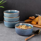 AmorArc Cereal Bowls Set of 6 for Kitchen, 26oz Stoneware Soup Bowls Set for Cereal Soup Meal, Dishwasher &Microwave Safe, Ceylon Blue