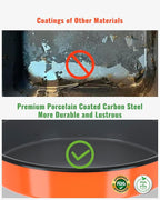 Round Roasting Pan Set Bakeware 4 Pack Baking Cake Pans Enamel Casserole Dish 9/10/12/14 Inches Chicken Roaster Oven Dishwasher Safe Christmas New Year Holiday Gift (Orange)