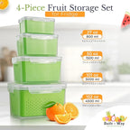 Fruit Storage Containers for Fridge - Keep Fruit & Veggie Fresh Longer - Rinse & Store Produce with Strainer - Berry/Vegetable Stackable Organizer - BPA-Free, Dishwasher Safe