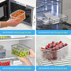 5 Pack Fruit Storage Containers for Fridge - Clear Berry Containers with Colander, Airtight Fridge Organizer Bins with Vent Handle Lids for Refrigerator Organizers and Storage Keep Fresh