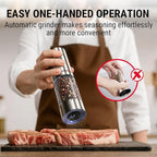 ThermoPro Upgraded Larger Capacity Electric Salt and Pepper Grinder Set, Rechargeable Salt and Pepper Shakers with External Adjustment, Stainless Steel Auto Salt Grinder with Dust Cover & LED lights