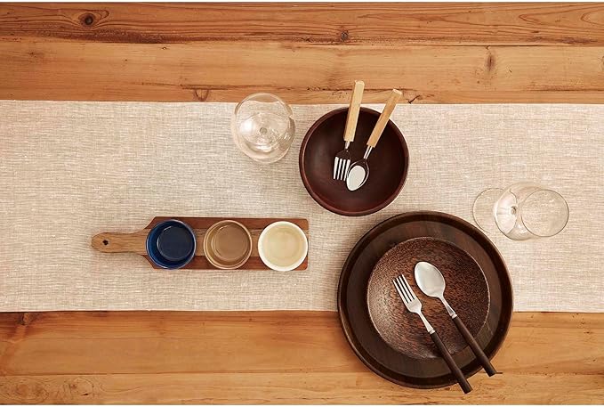 Solino Home Linen Short Table Runner 36 Inches - Athena, 100% Pure Linen Champagne Beige Table Runner 14 x 36 Inch Ideal for Dresser and Coffee Tables - Summer, Fall, Autumn, Halloween