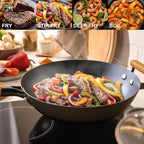 imarku NonStick Wok Pan, 12.5 inch Woks & Stir-Fry Pans Nonstick, Cast Iron Wok with Detachable Handle, Easy Clean Nonstick Frying Pan, Compatible with All Cooktops, Best Gifts for Women/Men