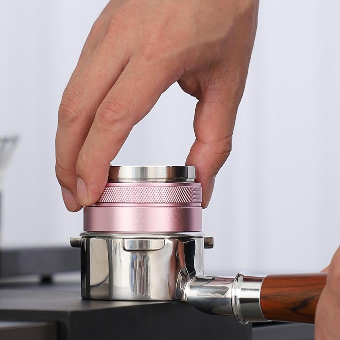 58mm Coffee Distributor and Tamper,Dual Head Coffee Leveler Fits for Gaggia E61 58mm Portafilter,Professional Espresso Hand Tamper.(Light pink)