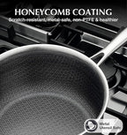 KOCH SYSTEME CS Hybrid Nonstick Stainless Steel Sauce Pan 3QT, Tri-ply Stainless Steel Pot with Honeycomb Interior, Hybrid Sauce Pan with Lid, 18/10 Steel Pot, Induction Compatible