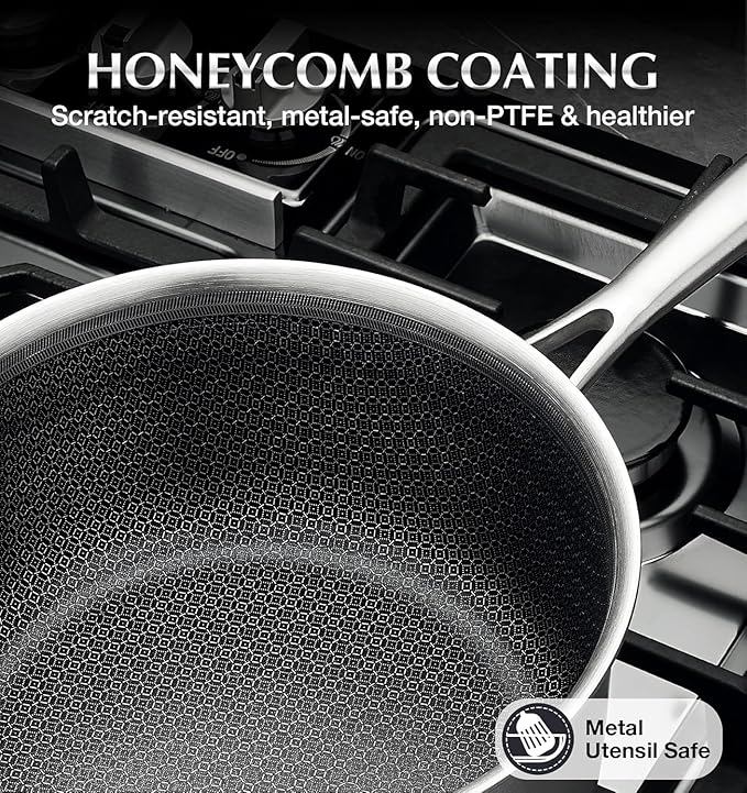 KOCH SYSTEME CS Hybrid Nonstick Stainless Steel Saucepan Set with Steamer Insert, 7PCS Triply Stainless Steel Pot Set 1Qt, 2Qt & 3Qt, 18/10 Steel Sauce Pan Set with Lids, Induction & Oven Safe