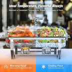 Chafing Dishes for Buffet with Glass Lid (9QT, 2Pack) - Food-Grade Stainless Steel, Rolled Rim Design, Foldable Frame, Lid Holder, Buffet Servers and Warmers Parties, Catering, Weddings