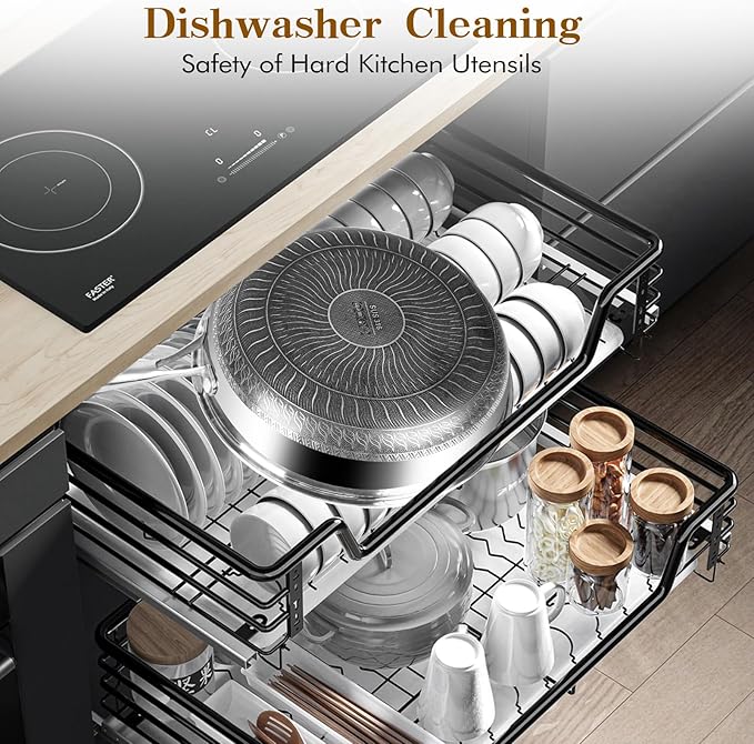 MDHAND 12 Inch Nonstick Frying Pan, Premium Stainless Steel Skillet with Stay-Cool Handle, No Coating, Dishwasher-Friendly, Oven-Safe, Induction Ready, Compatible with All Cooktops