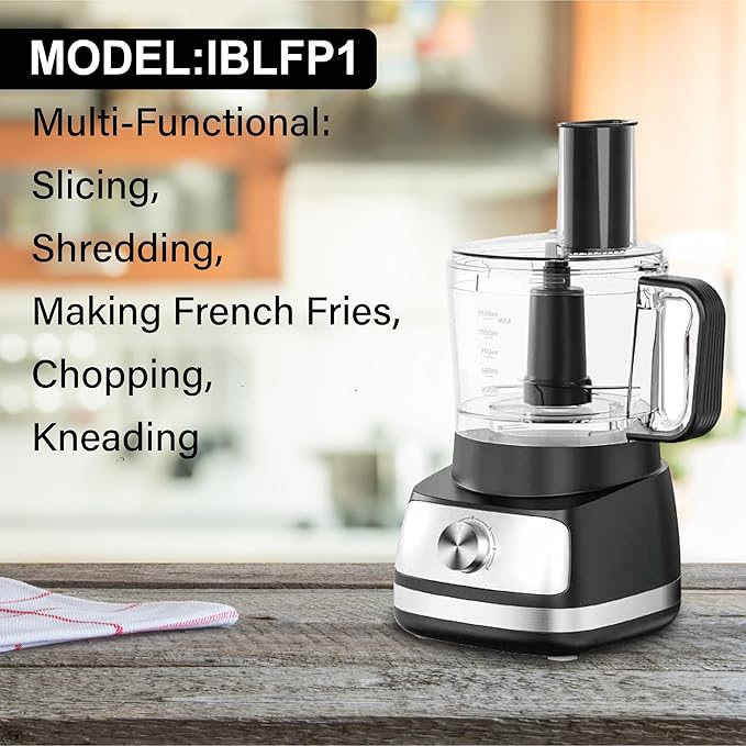 EMB IronBlade series 5-in-1 Food Processor, 1.5L Bowl, 4-Speed Control, Multi-Functional for Slicing, Shredding, Chopping, Kneading