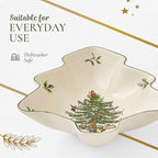 Spode Christmas Tree Serving Dish, 9-inch Tree-Shaped Bowl, Fine Earthenware, Dishwasher Safe, Decorative Christmas Serveware, Festive Tableware, Holiday Entertaining, Christmas Home Décor