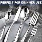 Heavy Duty Silverware Set for 12, 60 Piece Premium Stainless Steel Flatware Utensils Cutlery Set Including Steak Knife Fork and Spoon, Dishwasher Safe, Gift Package for Wedding Housewarming