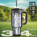 40 oz Tumbler with Handle, 2-in-1 Straw and Sip Lid, Leakproof, Dishwasher Safe, Insulated Stainless Steel Travel Coffee Mug, Keeps Cold for 34 Hours, Fits in Car Cup Holder (Midnight)