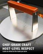 Smash Burger Press, 3.8-Lb Burger Smasher, 9-Inch Bacon Press for Batch Cooking, Stainless Steel, Easy to Clean and Seasoning Free, Heatable for Searing Panini, Steak, Chicken, Fish, Round