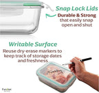 Fusion Gourmet Glass Meal Prep Containers with Lids [6 Pack] Storage Containers, Leak proof, Airtight Locking Lids, Microwave, Oven, Freezer & Dishwasher Safe