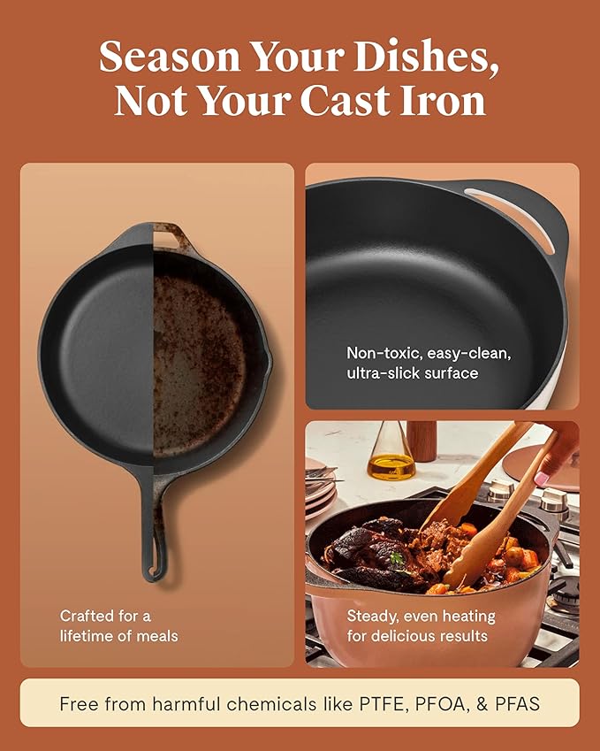 Caraway Enameled Dutch Oven - 6.5 qt Cast Iron Dutch Oven With Lid - 3 Layer Enamel Coating - No Seasoning Required - Compatible With All Stovetops - Oven Safe - No Forever Chemicals - Light Mist