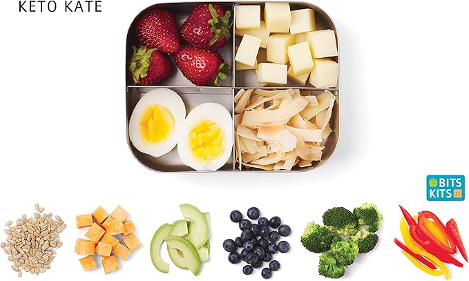 Stainless Steel Bento Box Lunch and Snack Container for Kids and Adults, 4 Sections