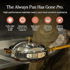 Our Place Titanium Always Pan Pro - 10.6” (2.8 Qt) No-Coating Nonstick Skillet | Tri-Ply Titanium & Stainless Steel | Safe for Oven, Induction & All Cooktops up to 750°F | Includes Spatula | Gold