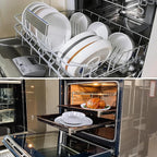 Ceramic Dinner Plates Set of 4-10 inch Stoneware Plates Set - Microwave&Dishwasher&Oven Safe, Porcelaine Dinnerware Dish Set for Kitchen Serving,Scratch Resistant - White(Grey Bottom)