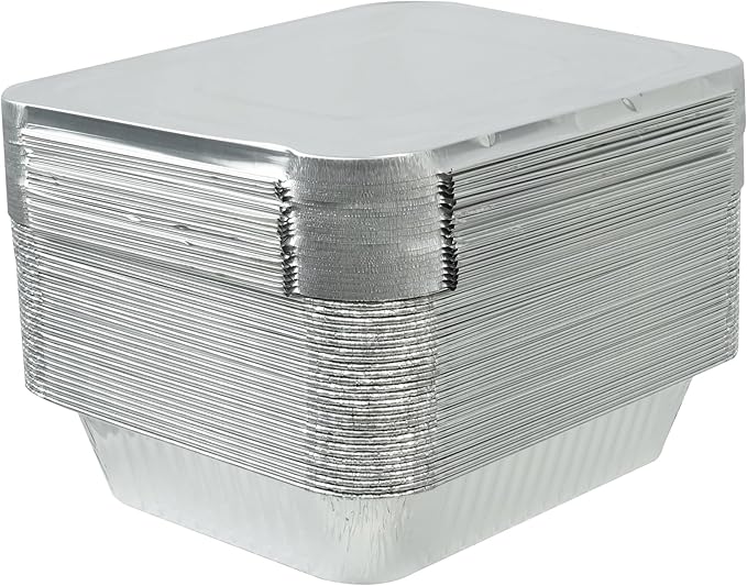 Aluminum Foil Pan with Lids, 9×13 Half Size Pans, Disposable Foil Pans for Roasting, Catering, Picnic or Holiday needs (30 Pack w/Lids)