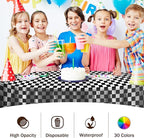 Exquisite Party Solids 12-Pack - Premium Plastic Tablecloth 84 Inch Round Table Cover - Checkered