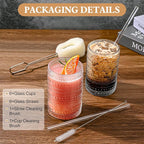 Vintage Glassware Drinking Glasses Set of 6,15 oz Hobnail Glass Cups,Embossed Clear Water Tumbler,for Beer,Cocktail,Whiskey,Juice and Various Mixed Drinks- 1 Cleaning Brush