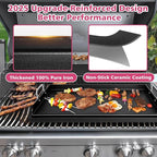 Universal 25" x 16" Nano-Ceramic Nonstick Coating Grill Griddle for Gas Grill, Cast Iron Griddle for Charcoal, Gas Grills, Camping, Flat Top Plate Insert with Grease Groove and Removable Handles