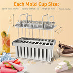 WICHEMI Stainless Steel Popsicle Molds Commercial Ice Pop Molds 20PCS Ice Lolly Popsicle Mould Ice Cream Maker Mold Stick Holder with Lid Single Cup Capacity 108g