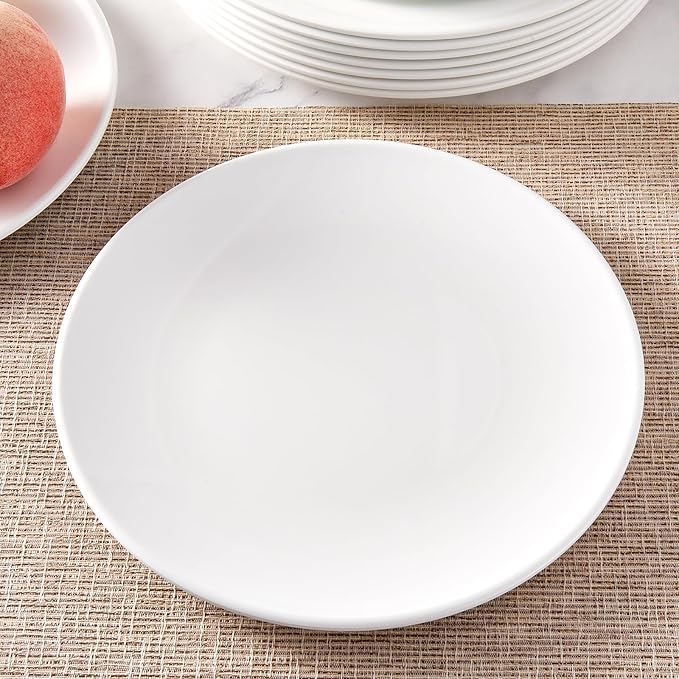 Plates 9inch Melamine Dinner Plates Round White Durable Dishes Set of 8 for Salad Dessert Dinner