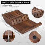 HOSHANHO Steak Knives Set of 7, 4.5 Inch Serrated Steak Knife Set with Block, Japanese High Carbon Steel Kitchen Steak Knives with Ergonomic Handle