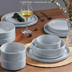 Dinner Plates and Bowls Sets, Onader 8 Pieces Stoneware Dinnerware Service for 2, Gray Ceramic Kitchen Dish Set, Speckled Dishware Dining Ware - Slate Gray