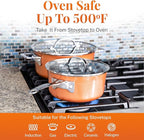 GOTHAM STEEL 10 Pc Copper Pots and Pans Set Non Stick Cookware Sets with Kitchen Utensils, Induction Ready, Non Toxic PFOA PFOS Free, Nesting Design for 50% Space Saving, Oven and Dishwasher Safe