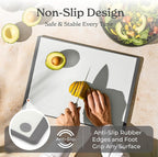 SMIRLY Plastic Cutting Board Set with Holder 4 Pieces, Non-Slip Dishwasher Safe Chopping Boards for Kitchen, Grey & White