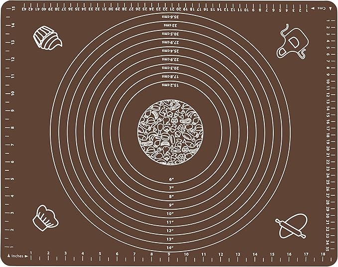 Silicone Baking Mat for Rolling Pastry Dough with Measurements, 19.7" x 15.7" BPA Free Non stick and Non Slip Coffee Table Sheet Baking Supplies for Bake Pizza Cake
