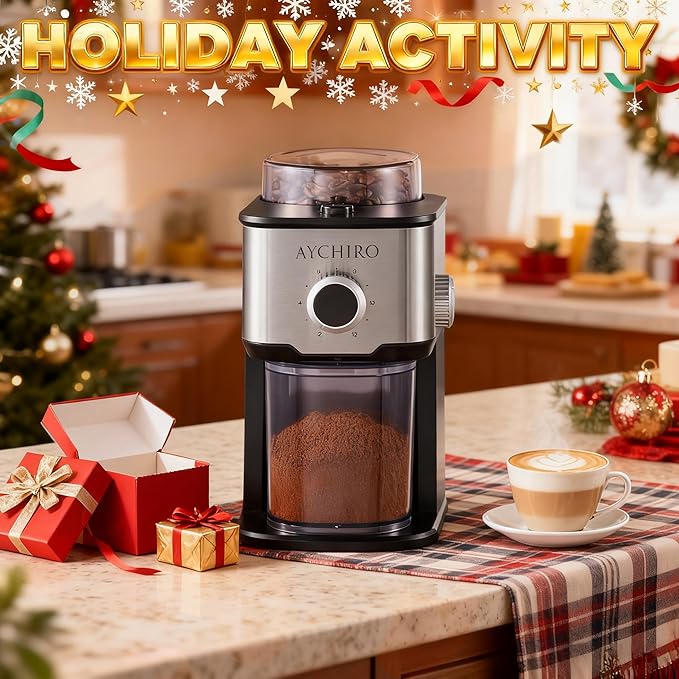 Burr Coffee Grinder, Adjustable Coffee Bean Grinder Electric with 14 Grinding Settings,2-12 Cups for Espresso, Drip Coffee and French Press