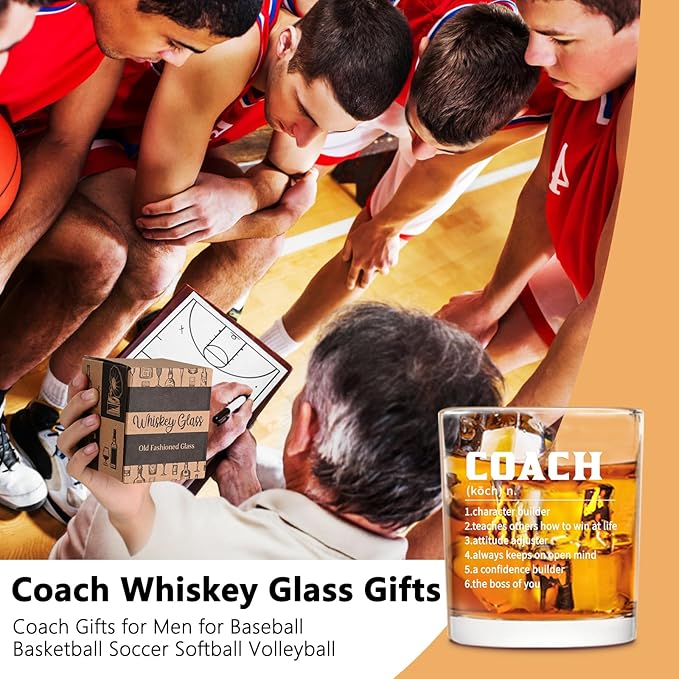Futtumy Coach Definition Whiskey Glass, Coach Gifts for Men, Basketball Baseball Coach Gifts, Best Gift-idea for Soccer Softball Volleyball-Coach for Graduation Christmas Birthday